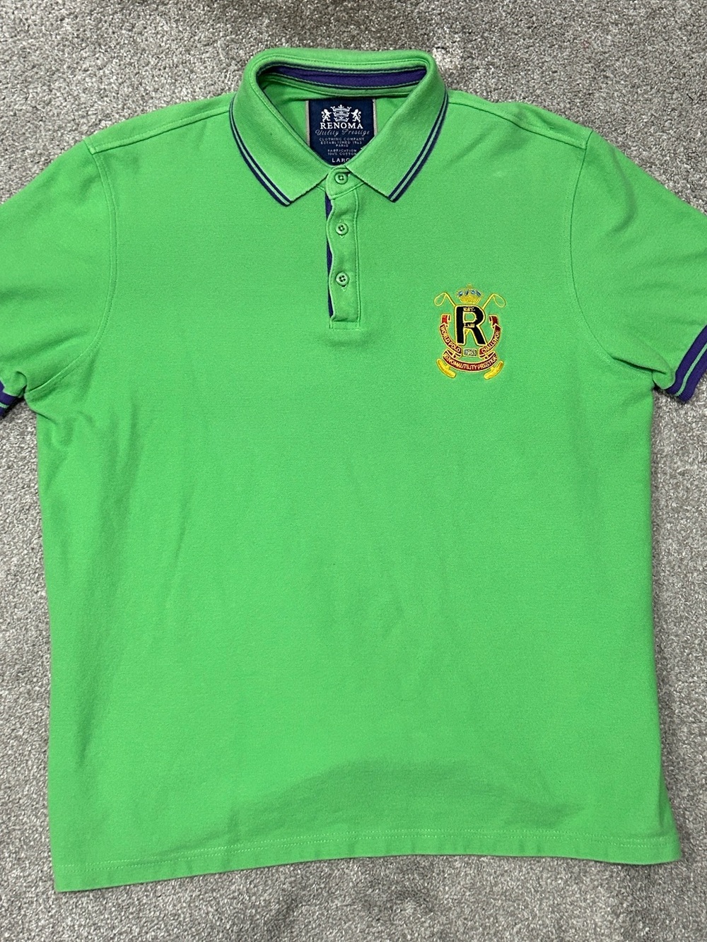 Renoma Utility Prestige Green Purple Polo Shirt Vintage Y2K